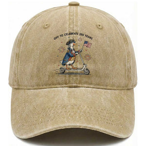 Funny Patriotic Goose Washed Cotton Baseball Cap Off To Celebrate 250 Years TS12 Washed Cap Universal Fit Khaki Print Your Wear