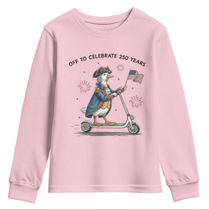 Funny Patriotic Goose Youth Sweatshirt Off To Celebrate 250 Years TS12 Light Pink Print Your Wear