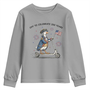 Funny Patriotic Goose Youth Sweatshirt Off To Celebrate 250 Years TS12 Sport Gray Print Your Wear