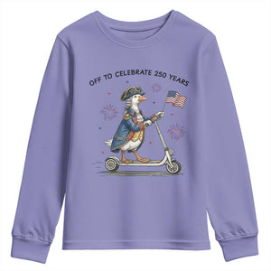 Funny Patriotic Goose Youth Sweatshirt Off To Celebrate 250 Years TS12 Violet Print Your Wear