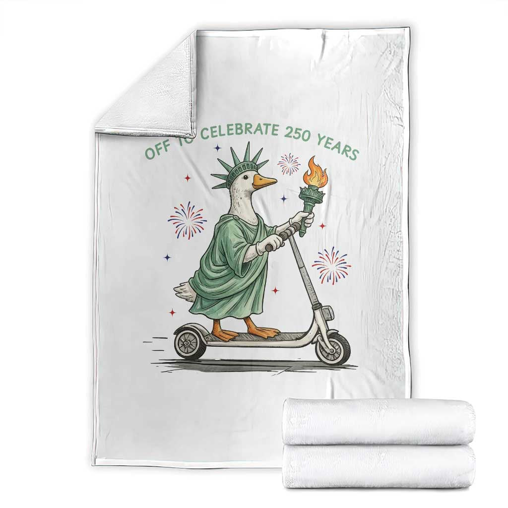 Funny Goose Statue Of Liberty Throw Blanket Off To Celebrate 250 Year TS12 White Print Your Wear