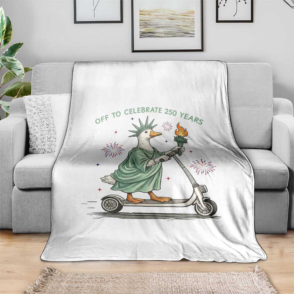 Funny Goose Statue Of Liberty Throw Blanket Off To Celebrate 250 Year TS12 Print Your Wear
