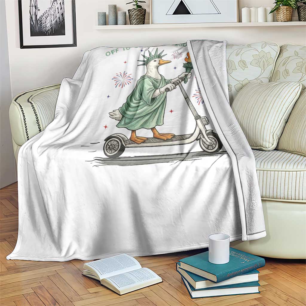 Funny Goose Statue Of Liberty Throw Blanket Off To Celebrate 250 Year TS12 Print Your Wear