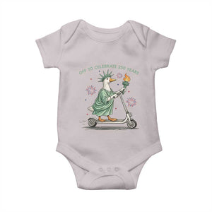 Funny Goose Statue Of Liberty Baby Onesie Off To Celebrate 250 Year TS12 Ice Gray Print Your Wear