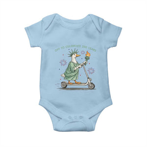 Funny Goose Statue Of Liberty Baby Onesie Off To Celebrate 250 Year TS12 Light Blue Print Your Wear