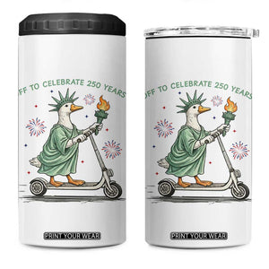 Funny Goose Statue Of Liberty 4 in 1 Can Cooler Tumbler Off To Celebrate 250 Year TS12 One Size: 16 oz White Print Your Wear