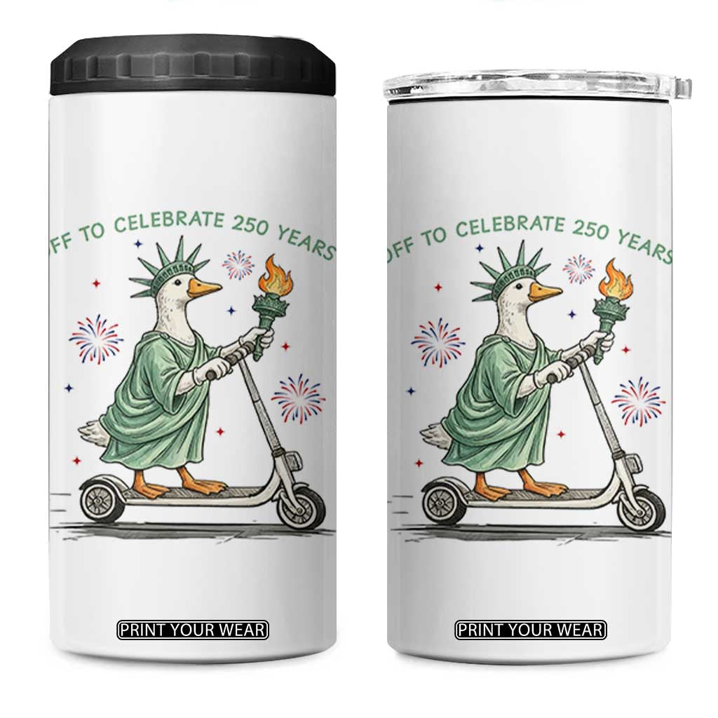 Funny Goose Statue Of Liberty 4 in 1 Can Cooler Tumbler Off To Celebrate 250 Year TS12 One Size: 16 oz White Print Your Wear