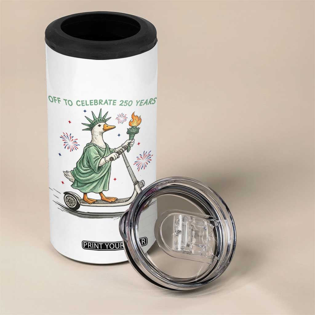 Funny Goose Statue Of Liberty 4 in 1 Can Cooler Tumbler Off To Celebrate 250 Year TS12 Print Your Wear