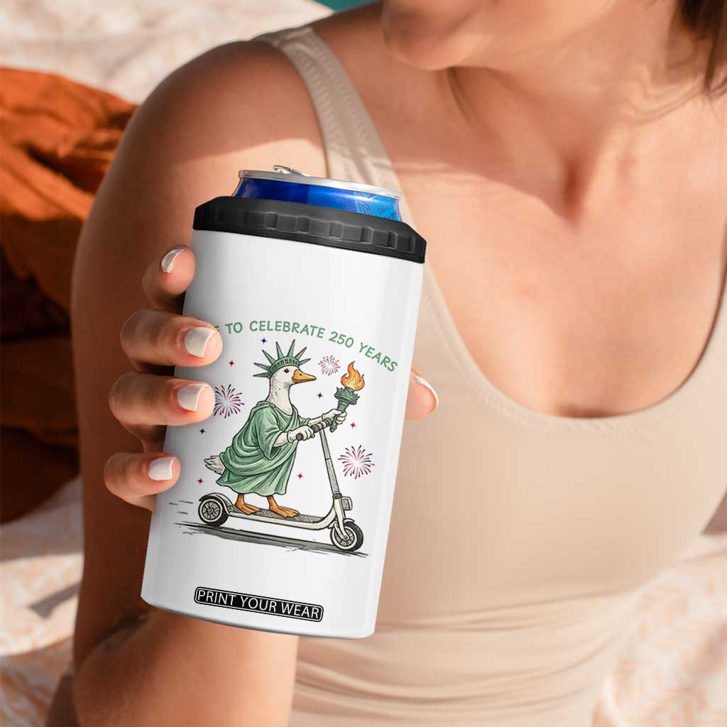 Funny Goose Statue Of Liberty 4 in 1 Can Cooler Tumbler Off To Celebrate 250 Year TS12 Print Your Wear