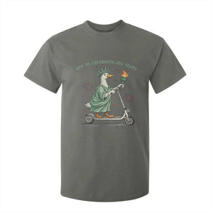 Funny Goose Statue Of Liberty T Shirt For Kid Off To Celebrate 250 Year TS12 Military Green Print Your Wear