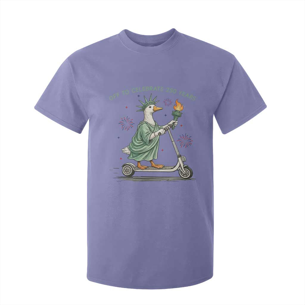 Funny Goose Statue Of Liberty T Shirt For Kid Off To Celebrate 250 Year TS12 Violet Print Your Wear