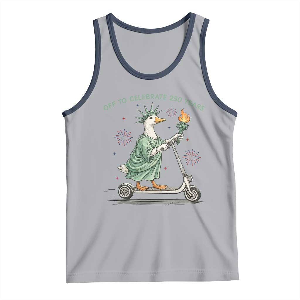 Funny Goose Statue Of Liberty Tank Top Off To Celebrate 250 Year TS12 Athletic Heather Navy Print Your Wear