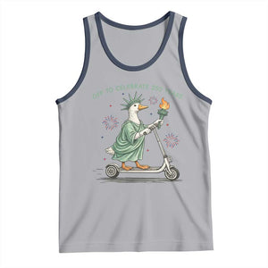 Funny Goose Statue Of Liberty Tank Top Off To Celebrate 250 Year TS12 Athletic Heather Navy Print Your Wear