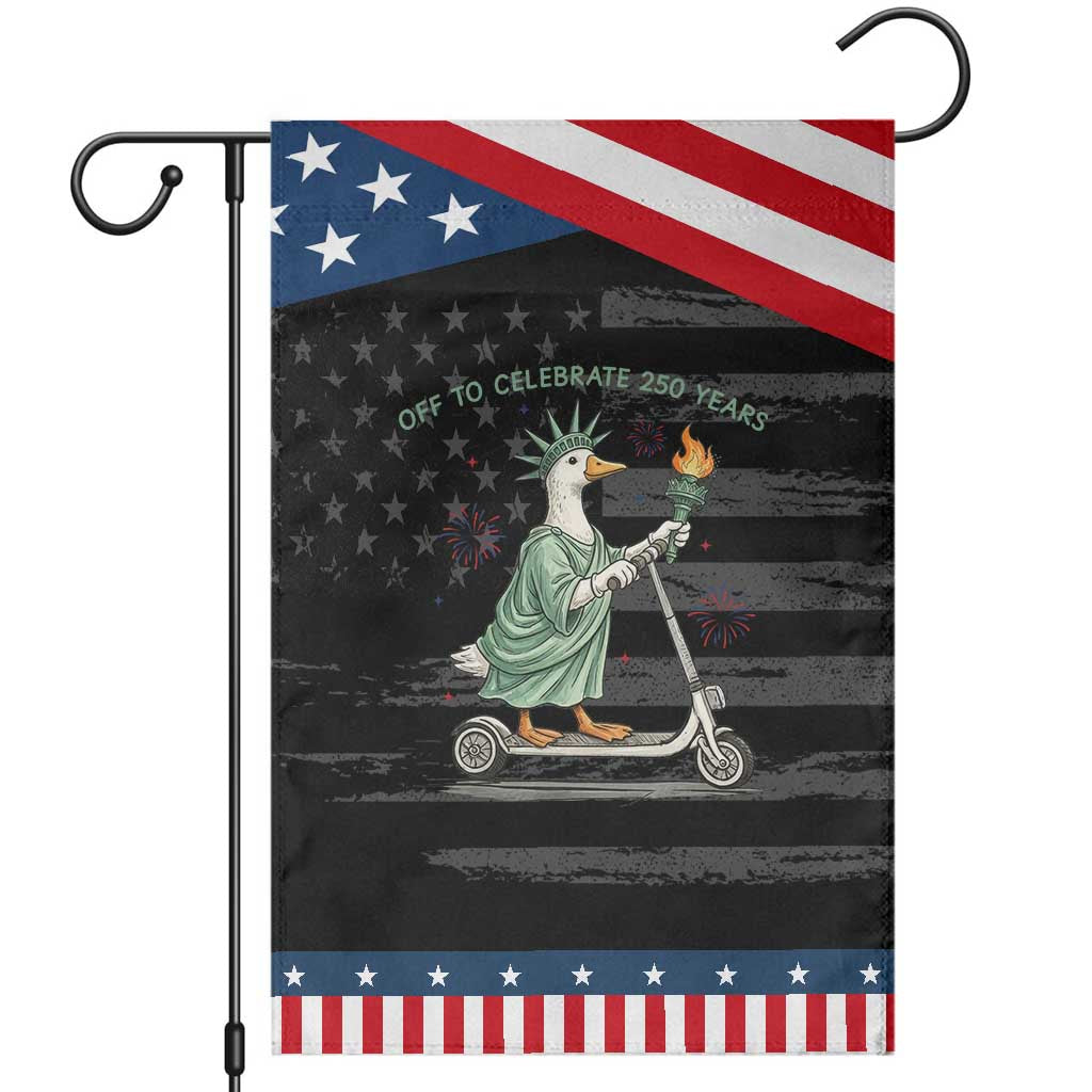 Funny Goose Statue Of Liberty Garden Flag Off To Celebrate 250 Year TS12 Distressed Black Blue Print Your Wear
