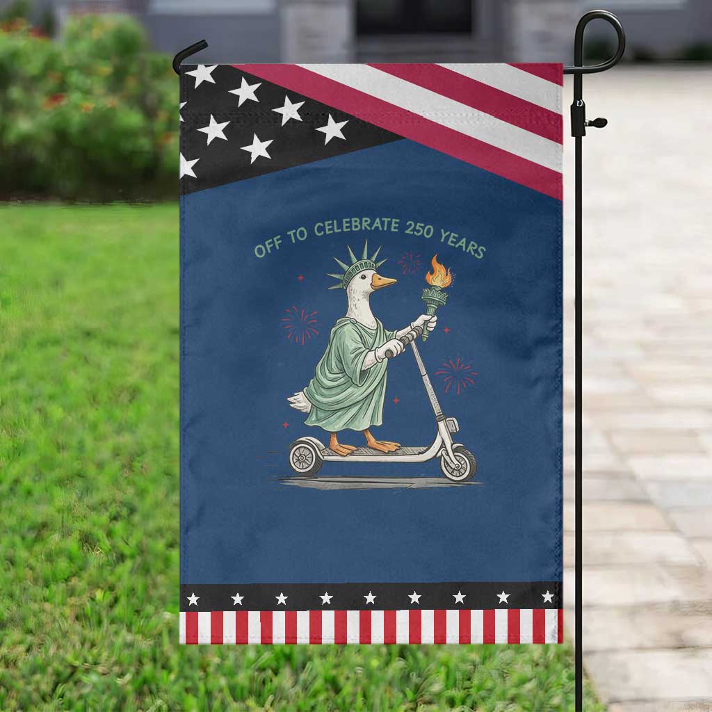 Funny Goose Statue Of Liberty Garden Flag Off To Celebrate 250 Year TS12 Classic Blue Black Print Your Wear