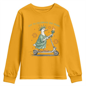 Funny Goose Statue Of Liberty Youth Sweatshirt Off To Celebrate 250 Year TS12 Gold Print Your Wear