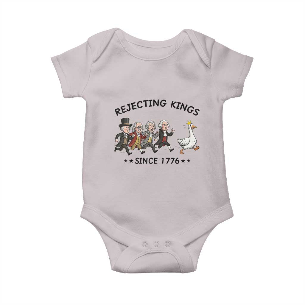 Rejecting Kings Since 1776 Baby Onesie Funny Founding Fathers Chasing Royal Goose TS12 Ice Gray Print Your Wear