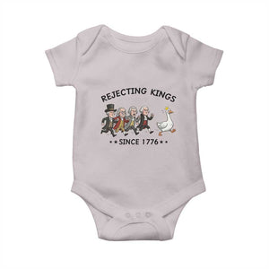 Rejecting Kings Since 1776 Baby Onesie Funny Founding Fathers Chasing Royal Goose TS12 Ice Gray Print Your Wear