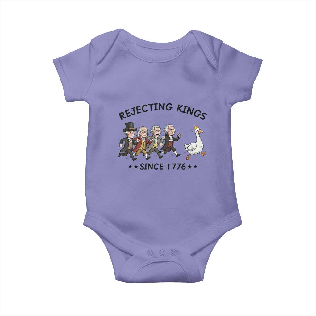 Rejecting Kings Since 1776 Baby Onesie Funny Founding Fathers Chasing Royal Goose TS12 Violet Print Your Wear