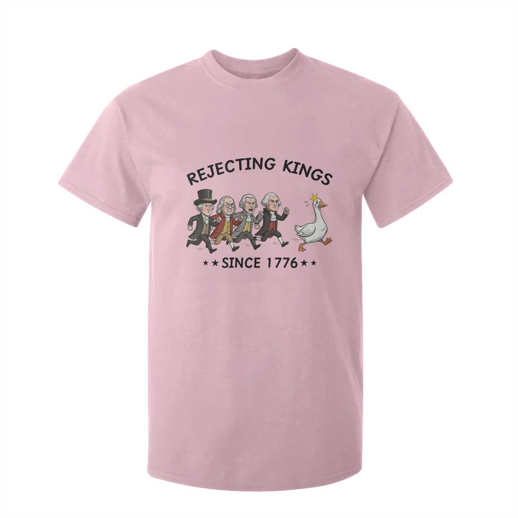 Rejecting Kings Since 1776 T Shirt For Kid Funny Founding Fathers Chasing Royal Goose TS12 Light Pink Print Your Wear
