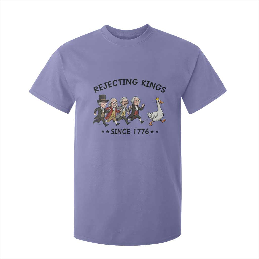 Rejecting Kings Since 1776 T Shirt For Kid Funny Founding Fathers Chasing Royal Goose TS12 Violet Print Your Wear