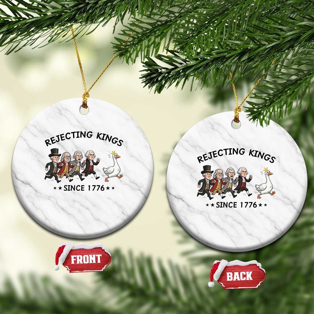 Rejecting Kings Since 1776 Ceramic Ornament Funny Founding Fathers Chasing Royal Goose TS12 1pc White Marble Print Your Wear
