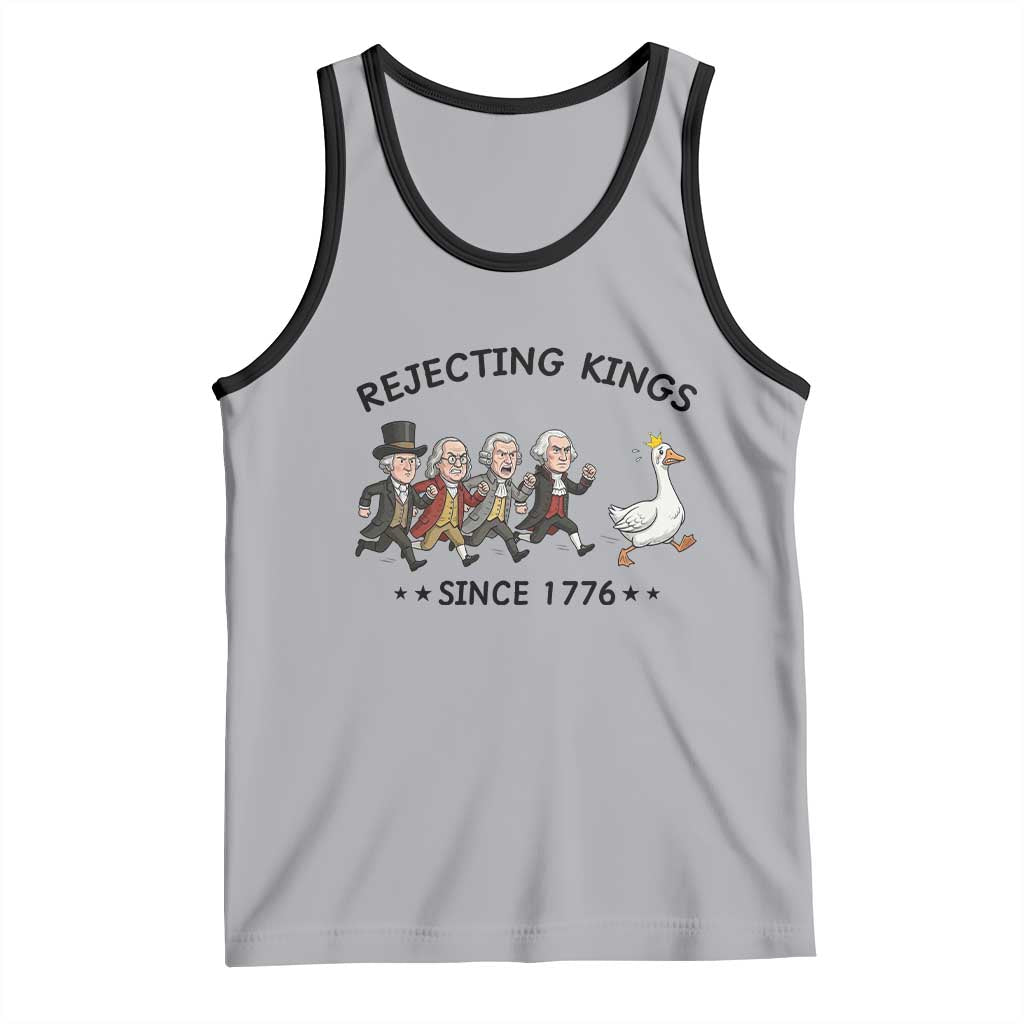 Rejecting Kings Since 1776 Tank Top Funny Founding Fathers Chasing Royal Goose TS12 Athletic Heather Black Print Your Wear