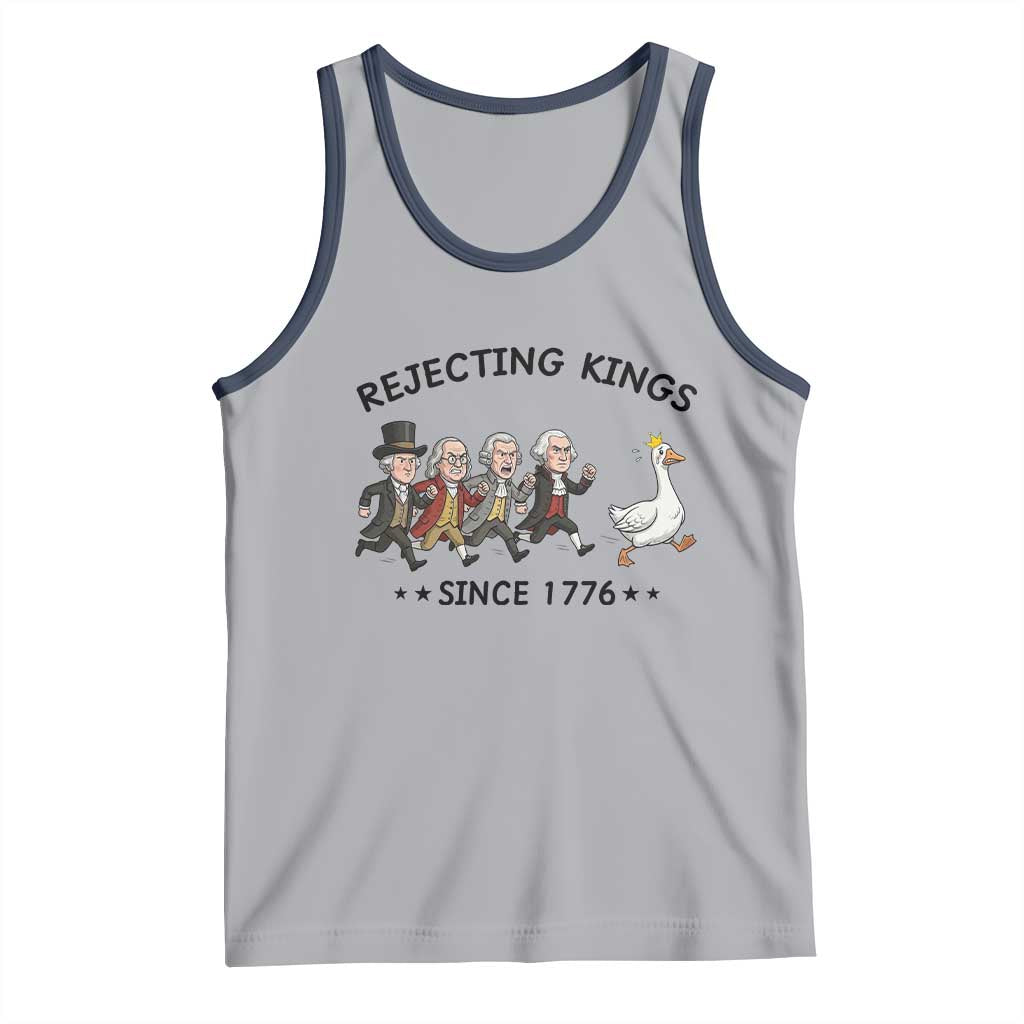 Rejecting Kings Since 1776 Tank Top Funny Founding Fathers Chasing Royal Goose TS12 Athletic Heather Navy Print Your Wear