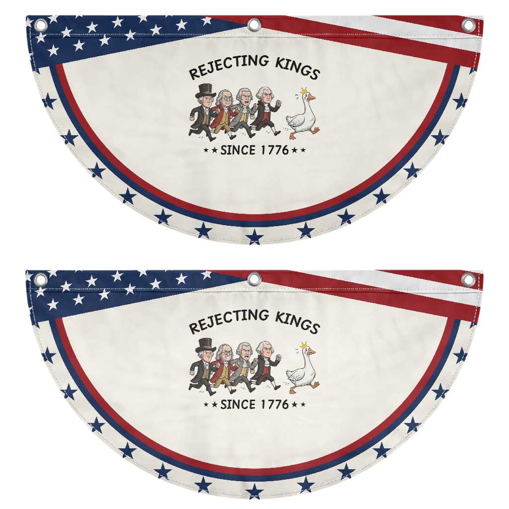 Rejecting Kings Since 1776 Patriotic Fan Flag Funny Founding Fathers Chasing Royal Goose