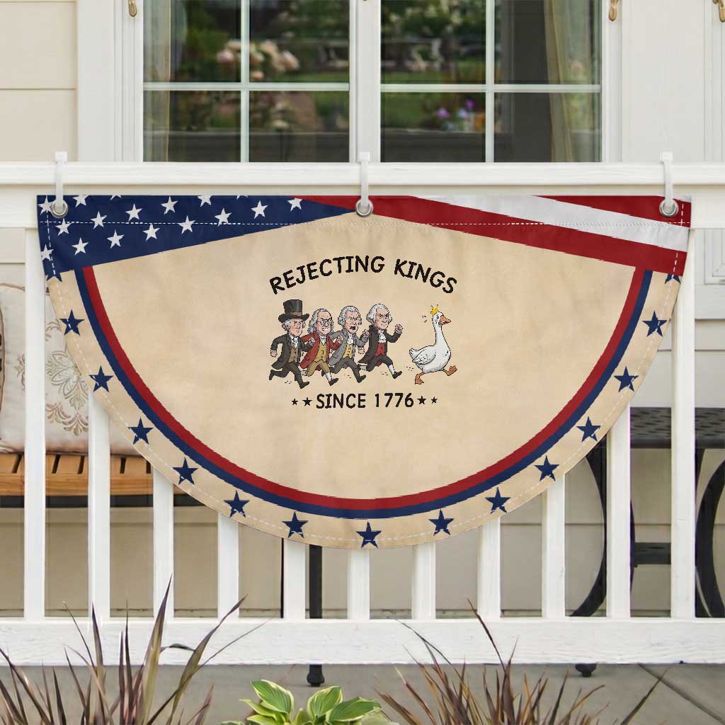 Rejecting Kings Since 1776 Patriotic Fan Flag Funny Founding Fathers Chasing Royal Goose