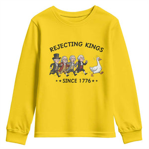 Rejecting Kings Since 1776 Youth Sweatshirt Funny Founding Fathers Chasing Royal Goose TS12 Daisy Print Your Wear