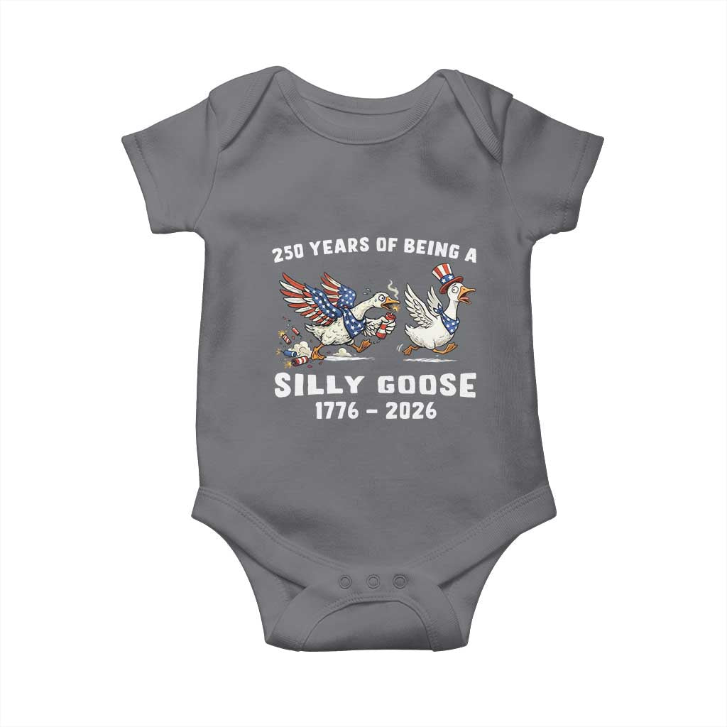 Funny Patriotic Goose Baby Onesie 250 Years Of Being A Silly Goose TS12 Charcoal Print Your Wear