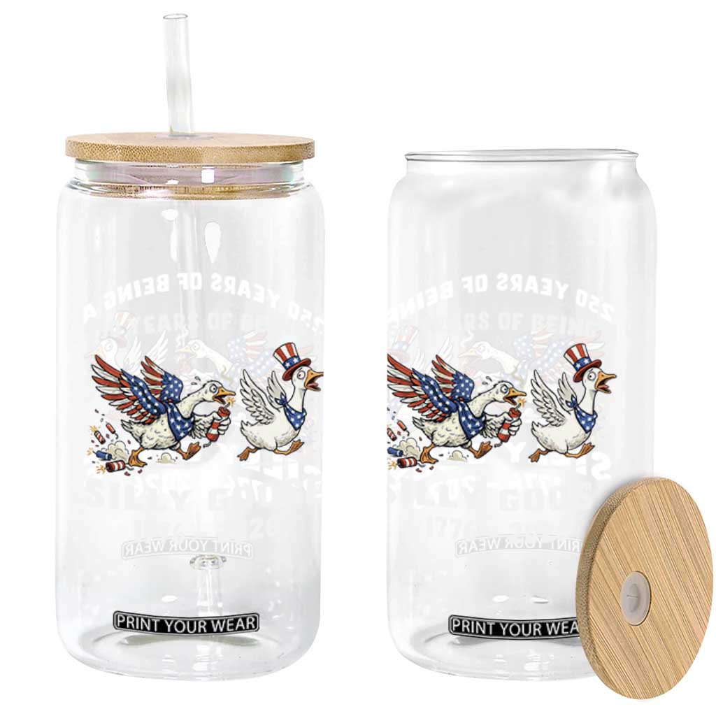 Funny Patriotic Goose Glass Can 250 Years Of Being A Silly Goose TS12 Print Your Wear