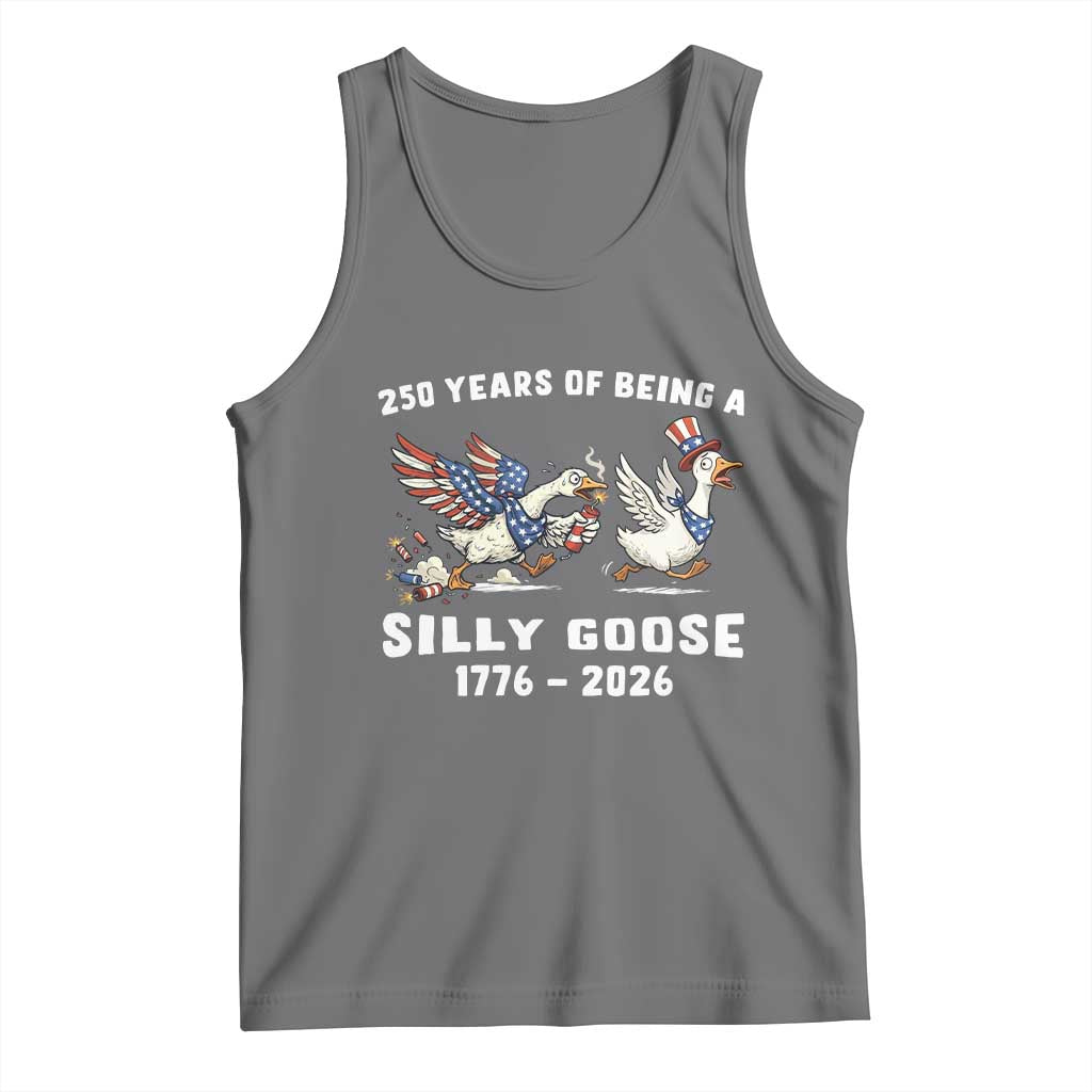 Funny Patriotic Goose Tank Top 250 Years Of Being A Silly Goose TS12 Black Heather Print Your Wear