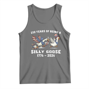 Funny Patriotic Goose Tank Top 250 Years Of Being A Silly Goose TS12 Black Heather Print Your Wear