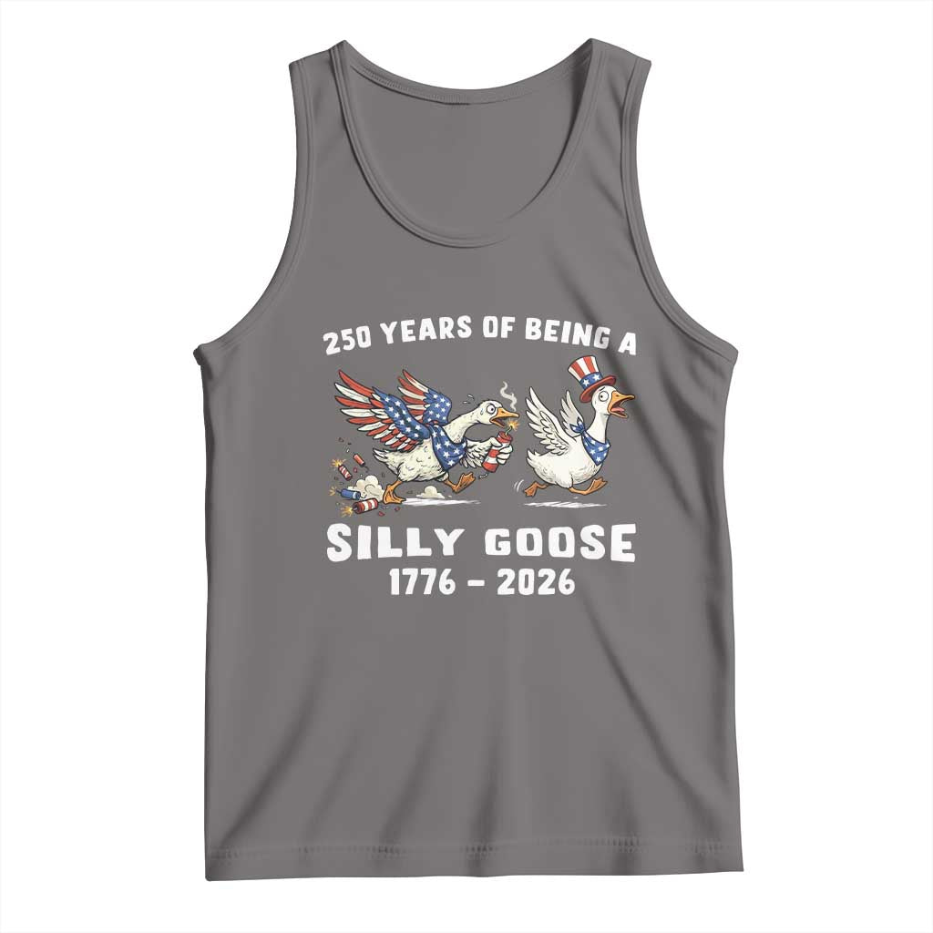 Funny Patriotic Goose Tank Top 250 Years Of Being A Silly Goose TS12 Deep Heather Print Your Wear
