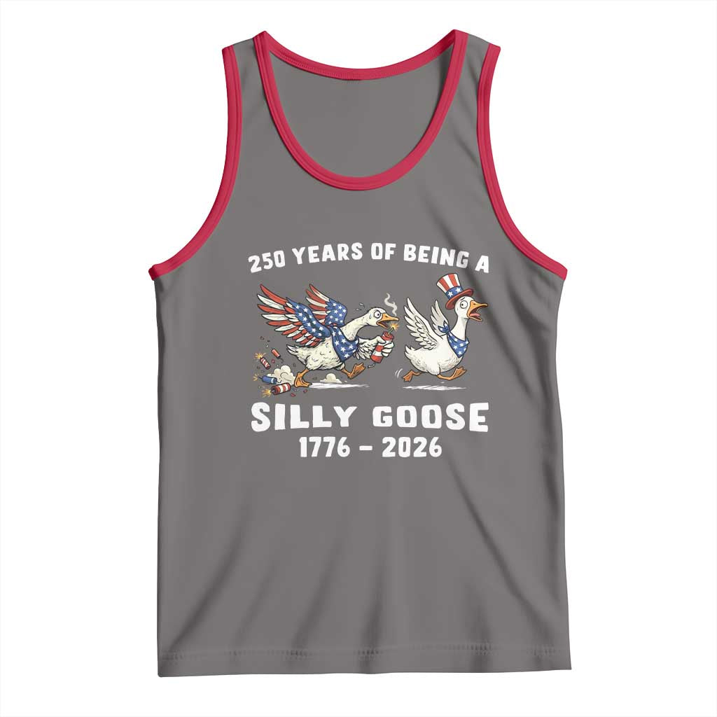 Funny Patriotic Goose Tank Top 250 Years Of Being A Silly Goose TS12 Deep Heather Red Print Your Wear