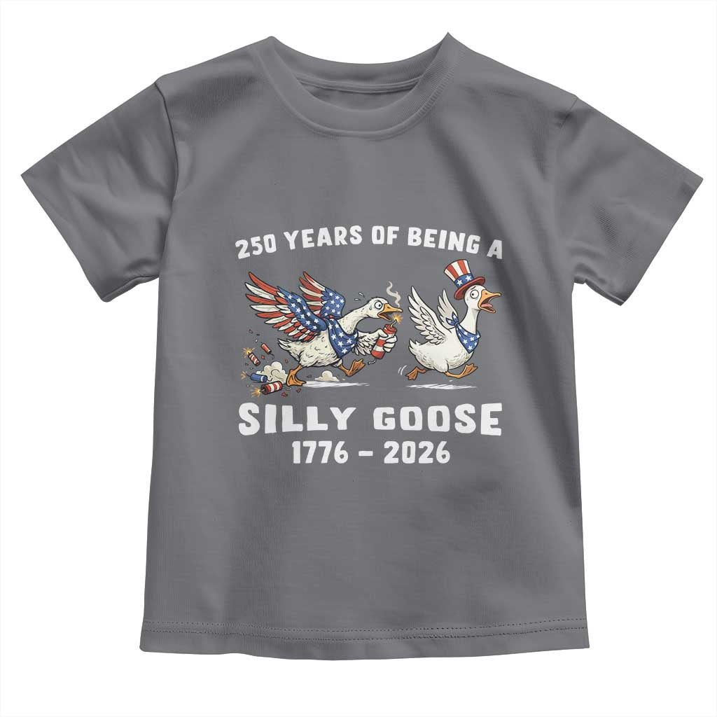 Funny Patriotic Goose Toddler T Shirt 250 Years Of Being A Silly Goose TS12 Charcoal Print Your Wear