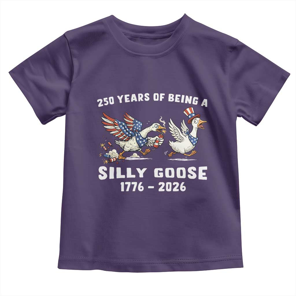 Funny Patriotic Goose Toddler T Shirt 250 Years Of Being A Silly Goose TS12 Purple Print Your Wear