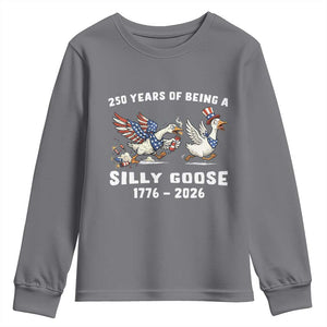 Funny Patriotic Goose Youth Sweatshirt 250 Years Of Being A Silly Goose TS12 Charcoal Print Your Wear