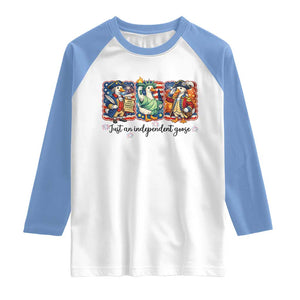 Just An Independent Goose Raglan Shirt Funny Patriotic Goose TS12 White Carolina Blue Print Your Wear