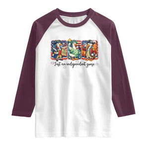 Just An Independent Goose Raglan Shirt Funny Patriotic Goose TS12 White Maroon Print Your Wear