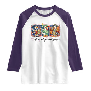 Just An Independent Goose Raglan Shirt Funny Patriotic Goose TS12 White Purple Print Your Wear