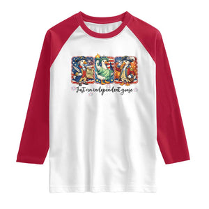 Just An Independent Goose Raglan Shirt Funny Patriotic Goose TS12 White Red Print Your Wear