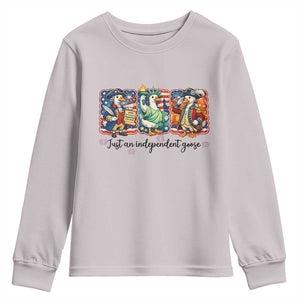 Just An Independent Goose Youth Sweatshirt Funny Patriotic Goose TS12 Ice Gray Print Your Wear
