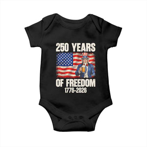 250 Years Of Freedom Baby Onesie Patriotic Uncle Sam TS12 Black Print Your Wear
