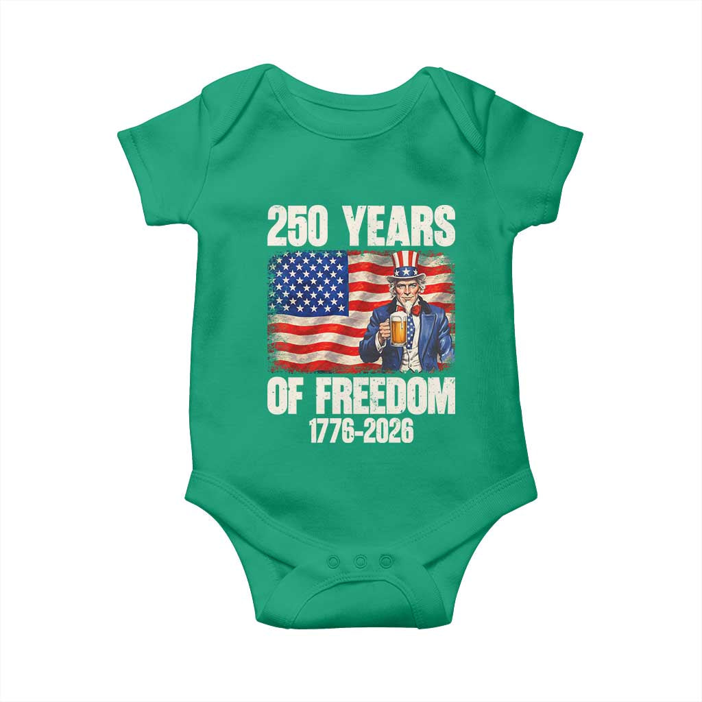 250 Years Of Freedom Baby Onesie Patriotic Uncle Sam TS12 Irish Green Print Your Wear