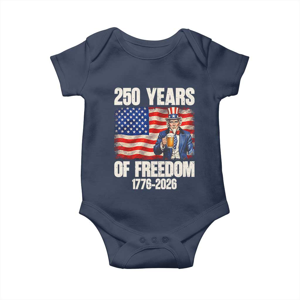250 Years Of Freedom Baby Onesie Patriotic Uncle Sam TS12 Navy Print Your Wear