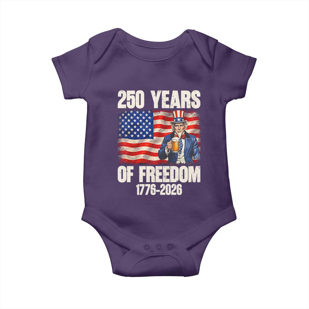 250 Years Of Freedom Baby Onesie Patriotic Uncle Sam TS12 Purple Print Your Wear