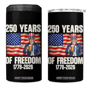 250 Years Of Freedom 4 in 1 Can Cooler Tumbler Patriotic Uncle Sam TS12 One Size: 16 oz Black Print Your Wear